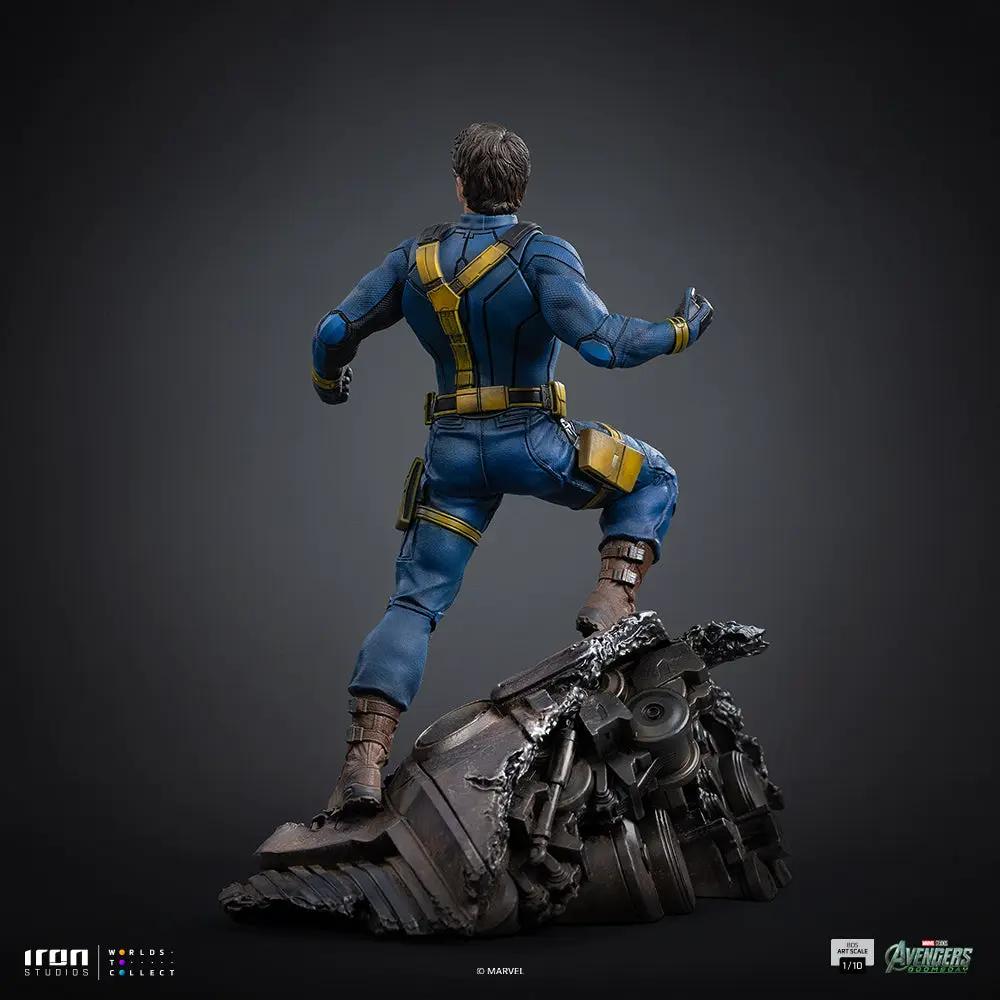 Statue Cyclops from Avengers: Doomsday by Iron Studios, BDS Art Scale 1/10, blue suit with yellow harness on rubble base.