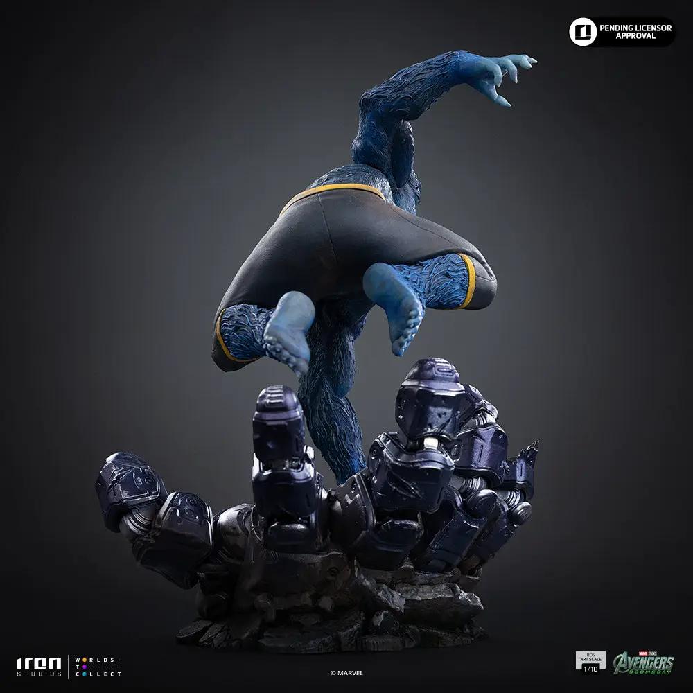Statue Beast from Avengers: Doomsday, blue Beast on rocky base, 1/10 BDS Art Scale by Iron Studios