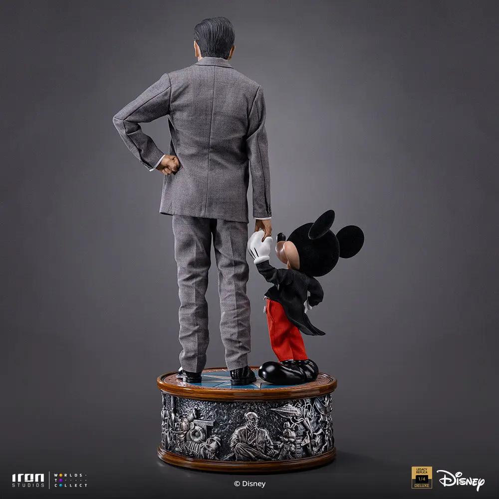 Two-figure statue of Walt Disney & Mickey Mouse by Iron Studios; figure in gray suit holds Mickey's hand on a bas-relief pedestal