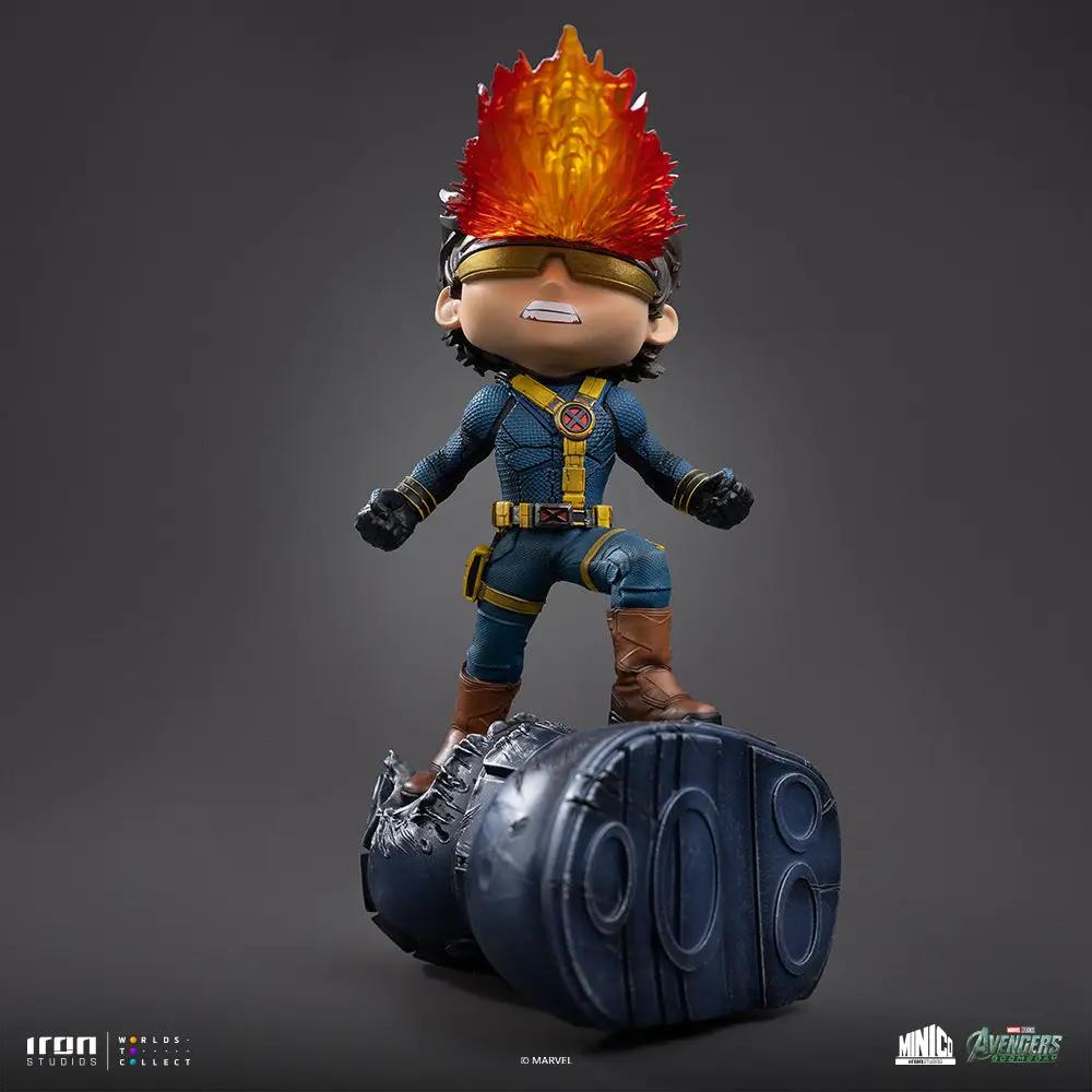 Iron Studios Minico Cyclops statue from Avengers: Doomsday with fiery orange hair and blue suit