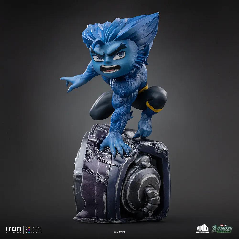 Statue Beast by Iron Studios Minico from Avengers: Doomsday, blue fur crouching on a rocky base