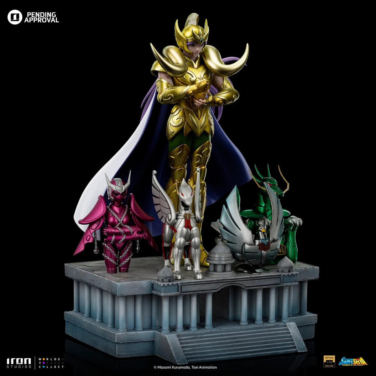Statue Aries Mu from Saint Seiya, deluxe 1/10 scale, gold armor with purple cape by Iron Studios