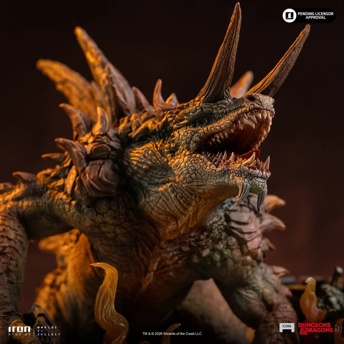 Tarrasque statue by Iron Studios Icons for Dungeons & Dragons; close-up of spiked head and textured scales.