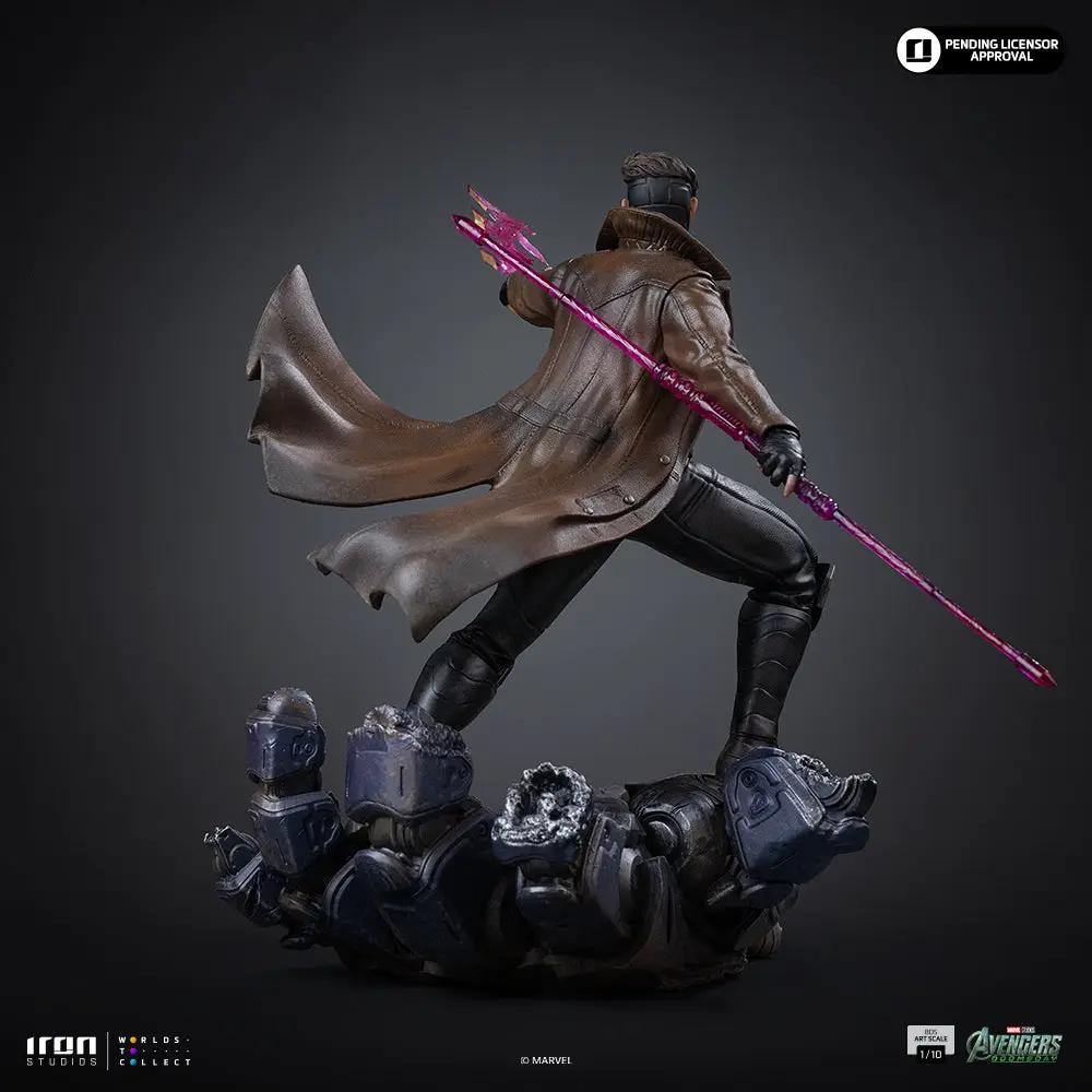 Gambit statue from Avengers: Doomsday by Iron Studios, BDS Art Scale 1/10, brown trench coat with purple energy staff