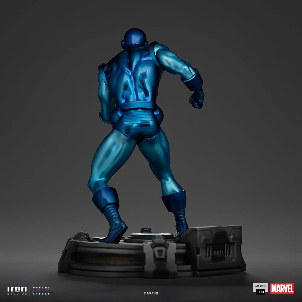 Statue Iron Man Stealth from Marvel Comics by Iron Studios, Art Scale 1/10, blue metallic armor on display base