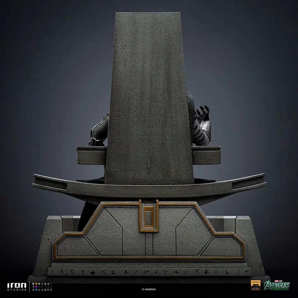Statue Doctor Doom on Throne from Avengers: Doomsday by Iron Studios; 1/10 scale, stone-gray throne with bronze trim