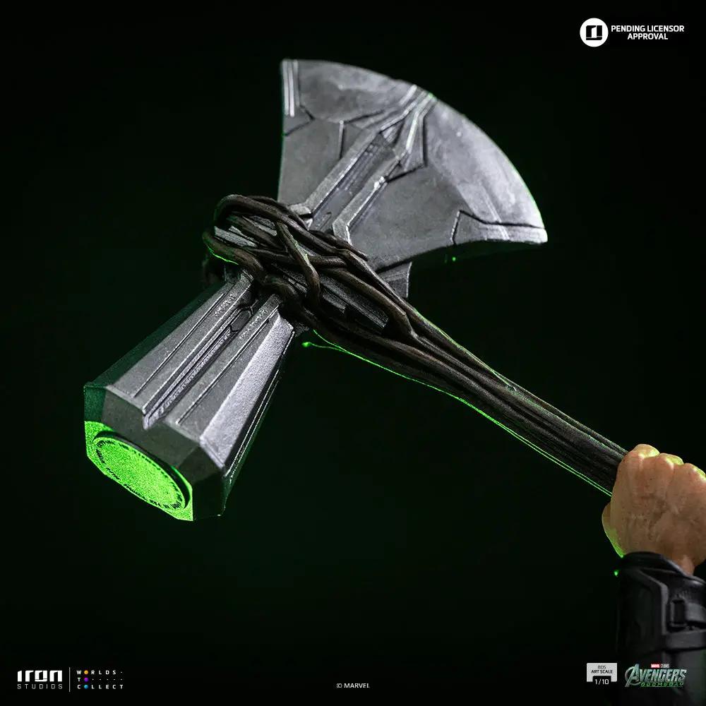 Statue Thor Mjolnir from Avengers: Doomsday by Iron Studios, BDS Art Scale 1/10, metallic gray hammer with green glow