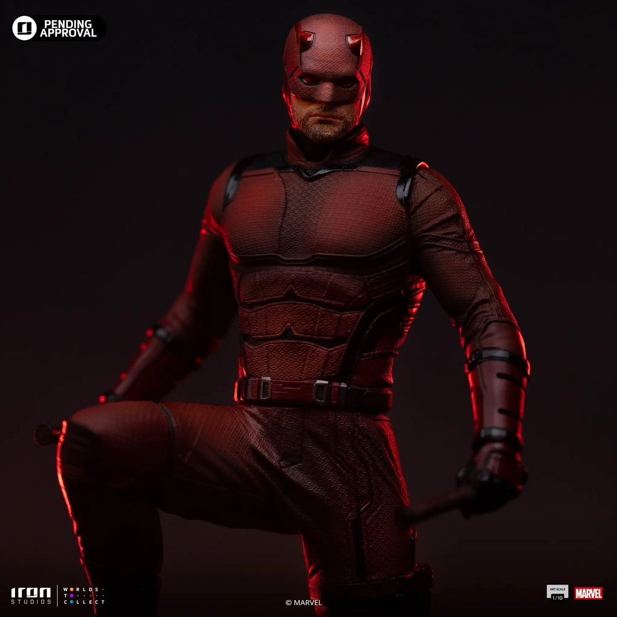 Statue Daredevil by Iron Studios, red textured suit, Marvel 1/10 scale figure