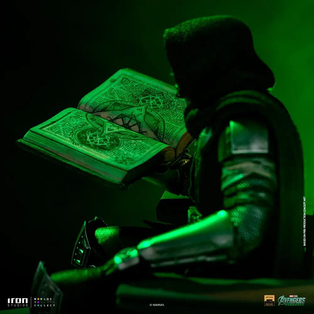 Statue Doctor Doom on Throne by Iron Studios, Avengers: Doomsday 1/10 scale, green-lit open book scene