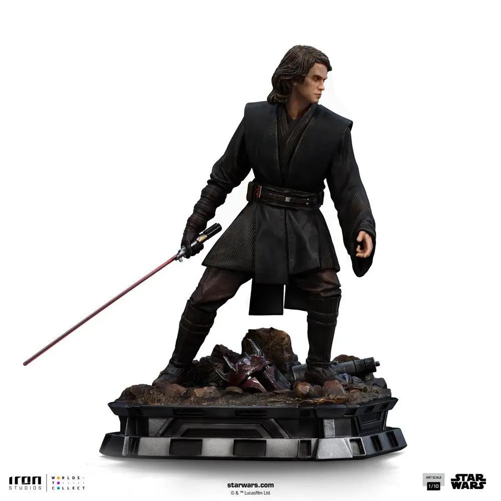 Statue Anakin Skywalker Jedi Knight from Star Wars Ahsoka, Iron Studios 1/10 scale with red lightsaber on rocky base