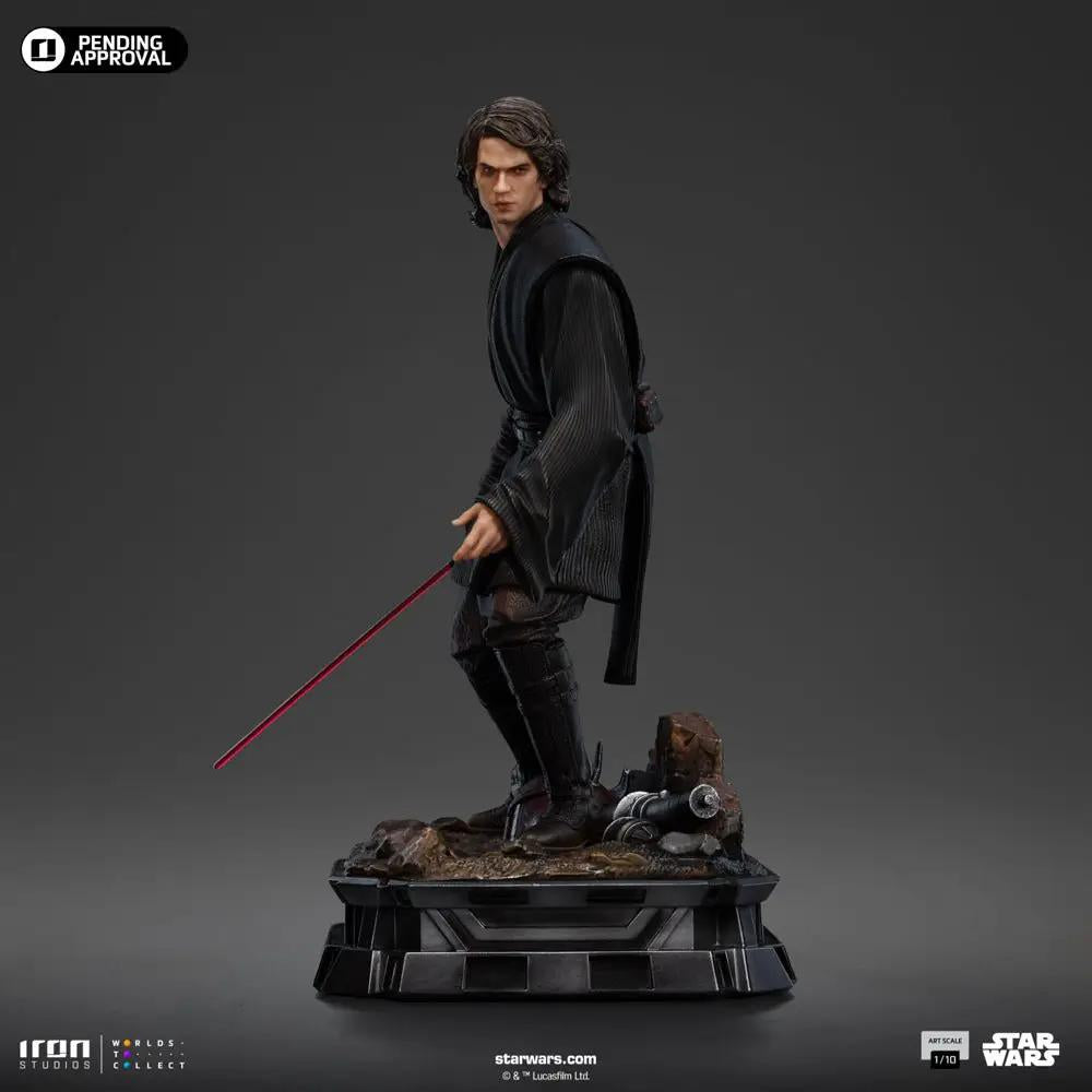 Statue Anakin Skywalker Jedi Knight figure in robes, Star Wars Ahsoka Series, Iron Studios 1/10 scale on rocky base