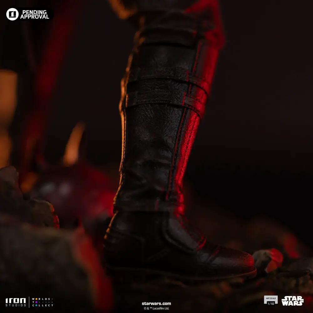 Statue Anakin Skywalker Jedi Knight version by Iron Studios; 1/10 scale, black leather boot on rocky base.
