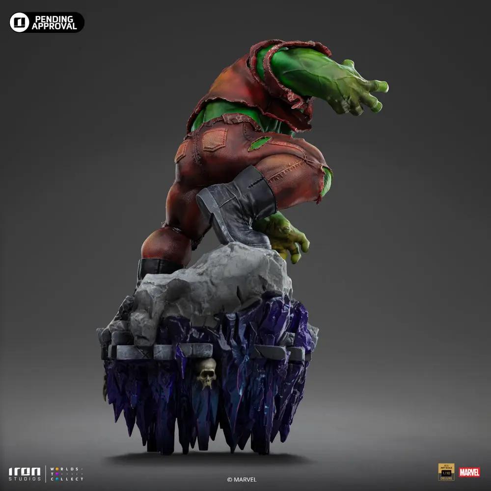 Statue Hulk Deluxe Infinity Gauntlet diorama, Iron Studios Marvel 1/10 scale on rocky base with purple crystals