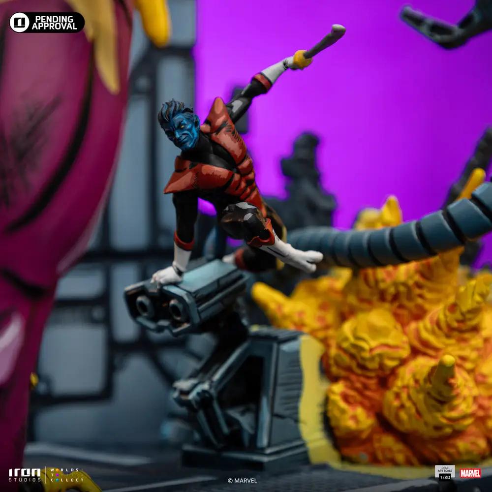 Statue X-Men Danger Room B (Comics Version) by Iron Studios; blue-skinned figure leaps over a mechanical danger trap.