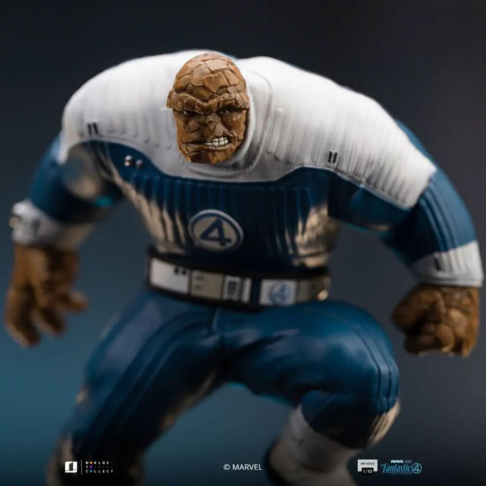 Statue The Thing from Fantastic Four: The First Steps, Iron Studios Art Scale 1/10, brown rocky skin in blue-white suit