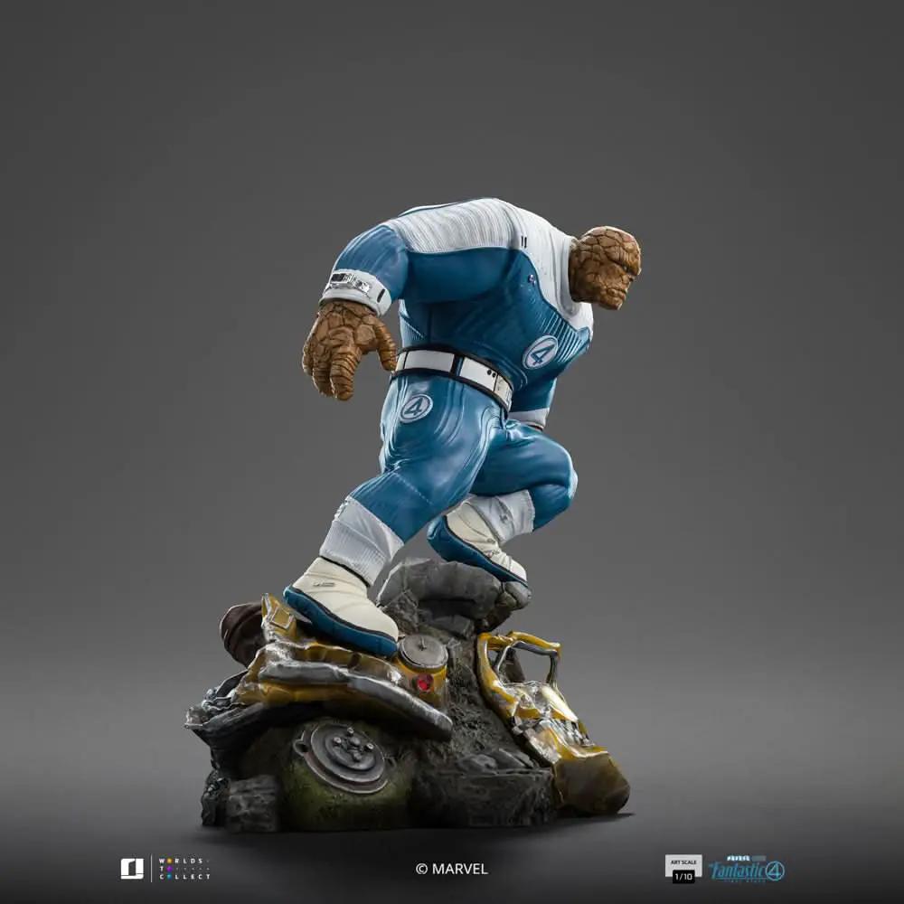 Statue The Thing from Fantastic Four: The First Steps, Iron Studios 1/10 scale, blue-suited rocky hero on rubble.