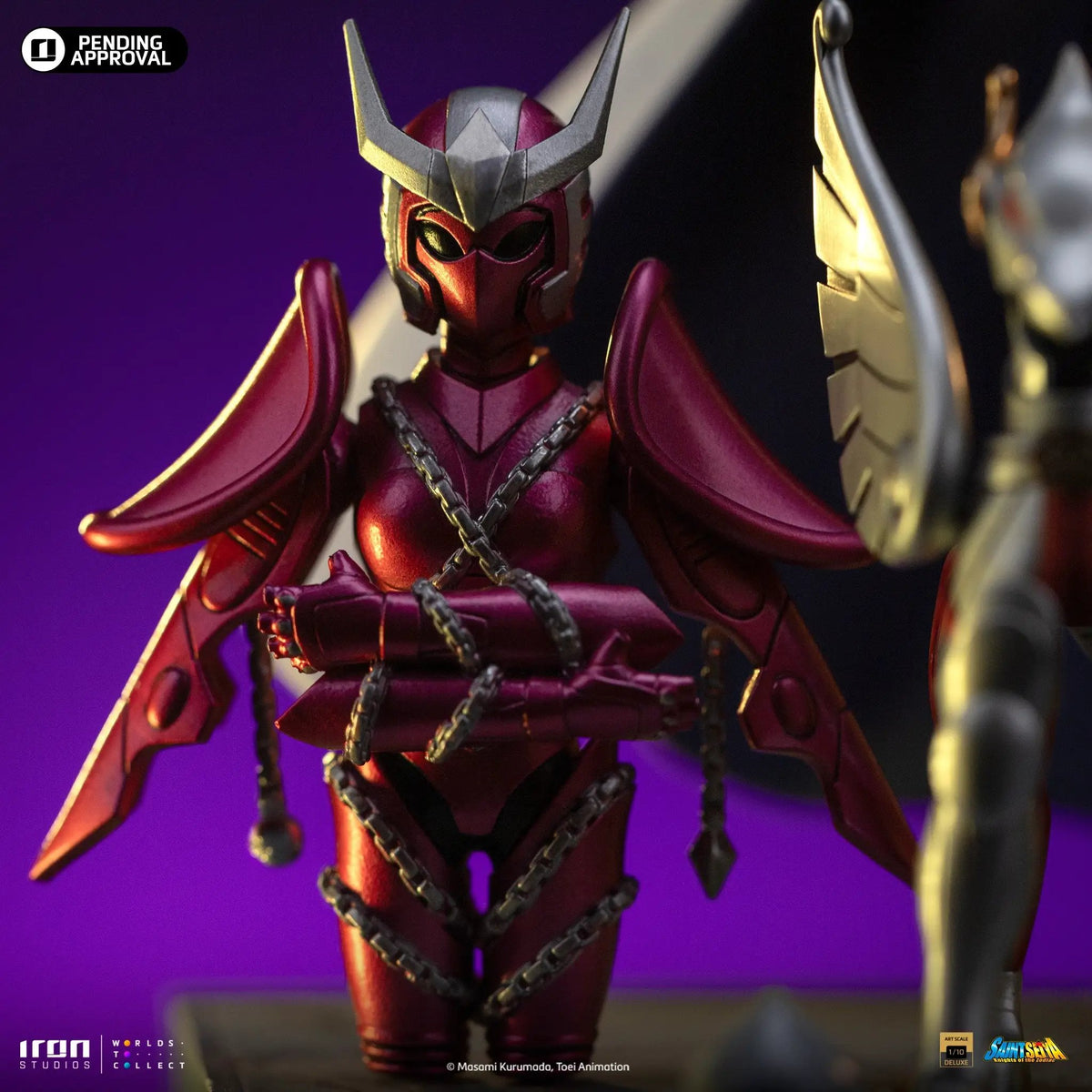 Statue Aries Mu by Iron Studios; burgundy armor, 1/10 Deluxe Art Scale Saint Seiya figure