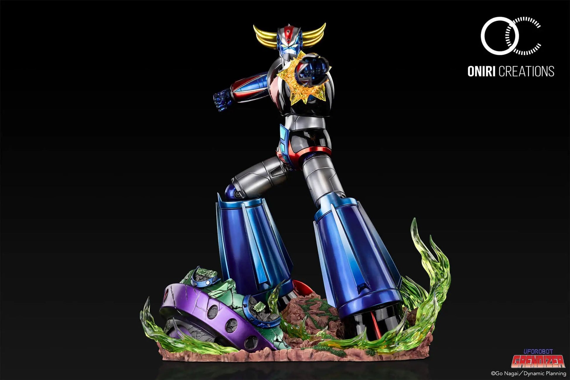 UFO Robot Grendizer premium statue by ONIRI CREATIONS, blue and silver finish
