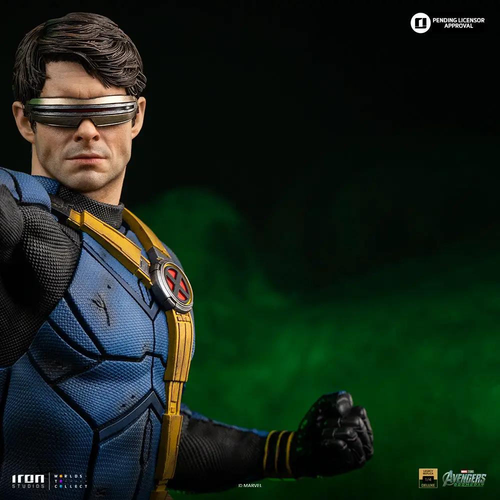 Statue Cyclops Deluxe ver. 1/4 scale by Iron Studios, blue suit with yellow harness and silver visor