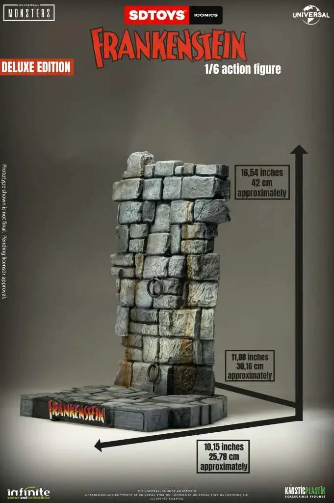 Frankenstein's Monster 1/6 Action Figure Deluxe Edition by Infinite Statue; stone ruin diorama base.