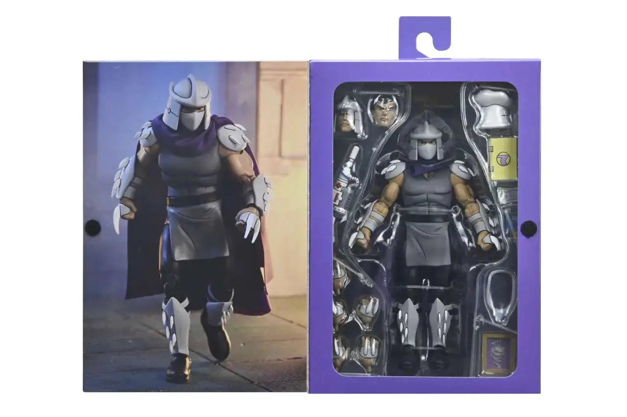 Figura de acción NECA TMNT Ultimate Shredder, 18 cm, colores clásicos, con accesorios en caja