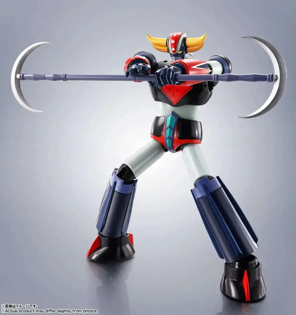 Bandai Robot Spirits UFO Grendizer action figure, 16 cm, red and blue robot with twin crescent blades