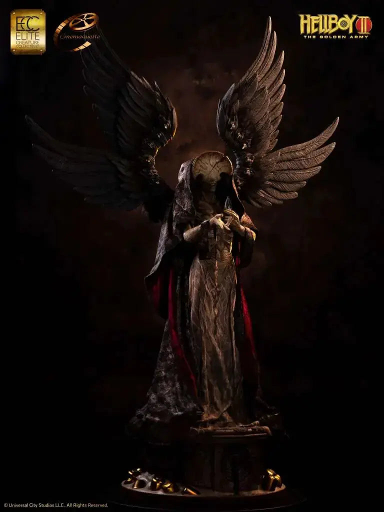Hellboy 2 Angel of Death 1/3 scale maquette by Elite Creature Collectibles, dark winged angel statue on pedestal