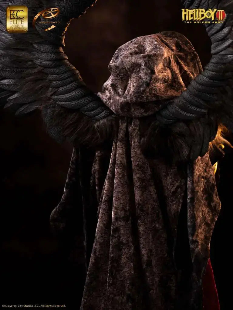 Hellboy 2 Angel of Death 1/3 scale maquette by Elite Creature Collectibles, dark textured cloak with black wings