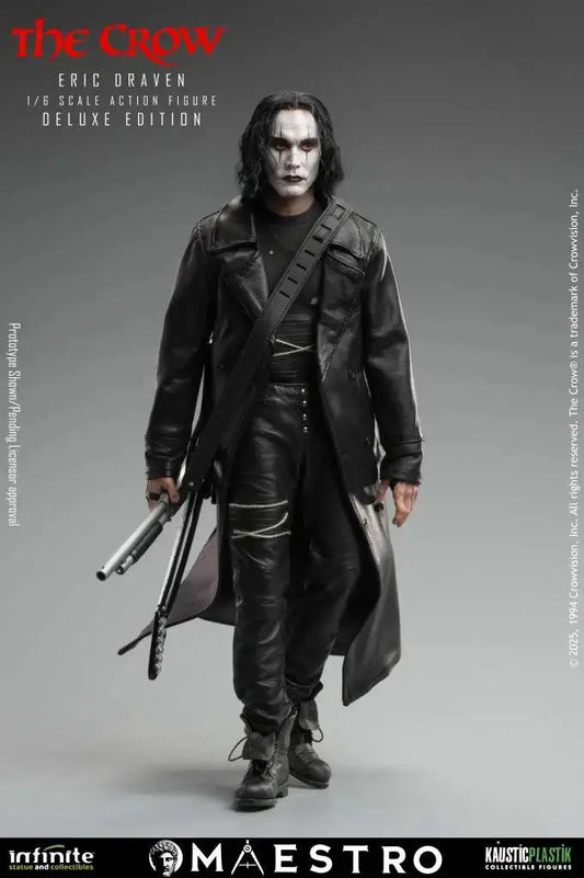 The Crow Eric Draven 1/6 scale action figure Deluxe Edition in black leather trench coat, Infinite Statue