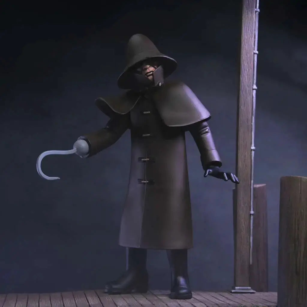 I Know What You Did Last Summer Fisherman Toony Terrors action figure by NECA, dark brown hooded coat with curved hook blade.