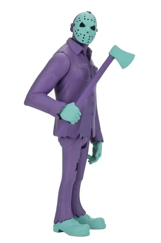 NECA Friday the 13th The Game Retro Jason Toony Terrors AF action figure in purple outfit with teal mask and axe