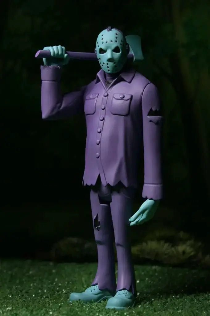 Friday the 13th Retro Jason Toony Terrors action figure by NECA, purple suit with teal mask holding an axe