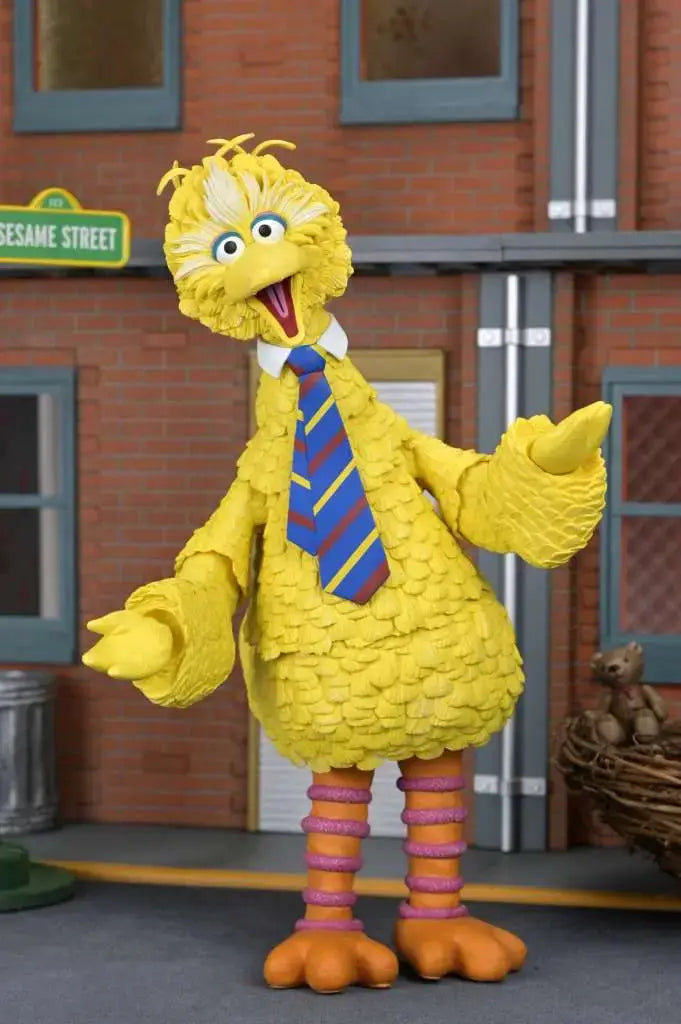 Big Bird Ultimate action figure by NECA, Sesame Street yellow feathered character with blue striped tie.