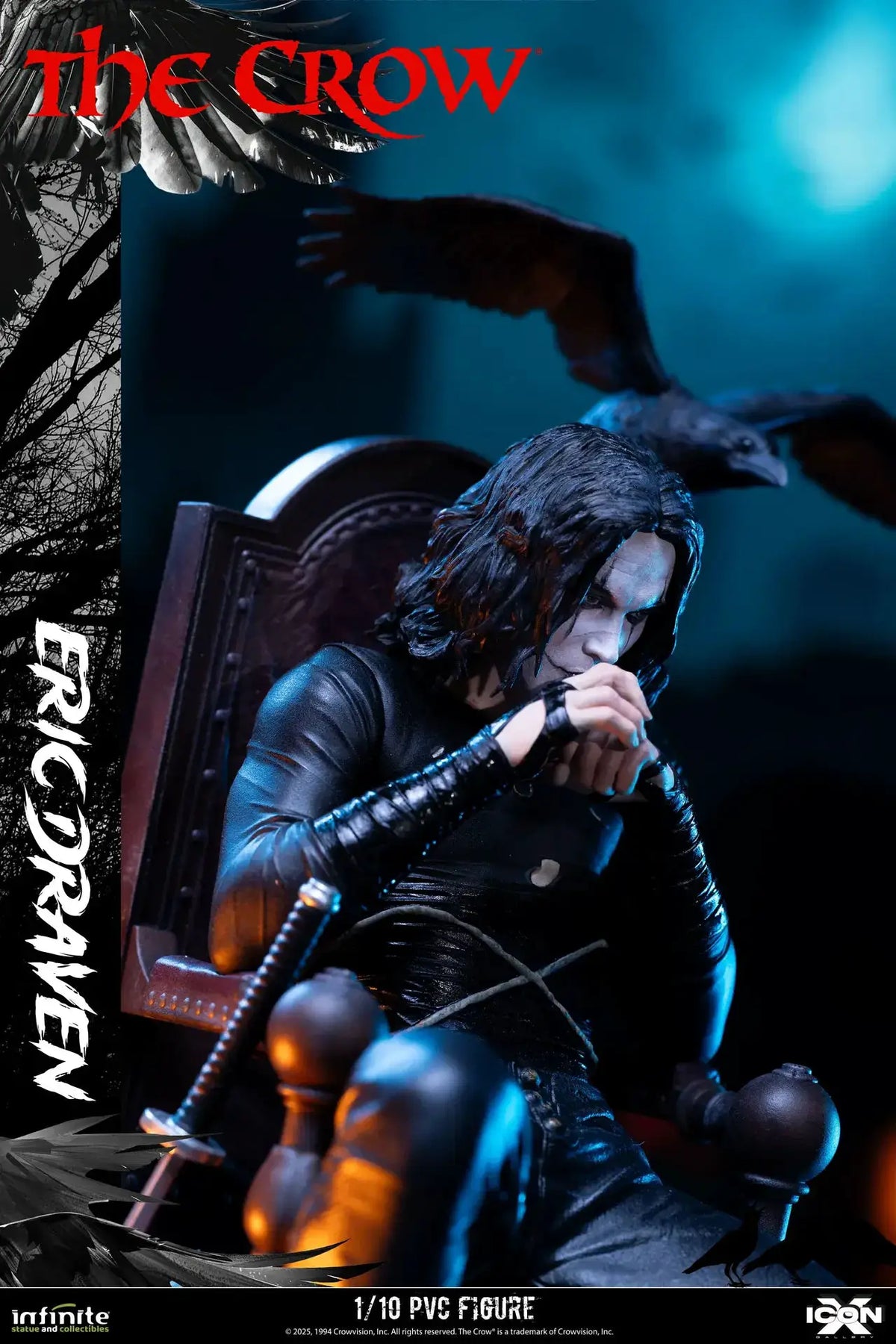 The Crow Eric Draven Icon X 1/10 PVC figure by Infinite Statue, black detailed action figure
