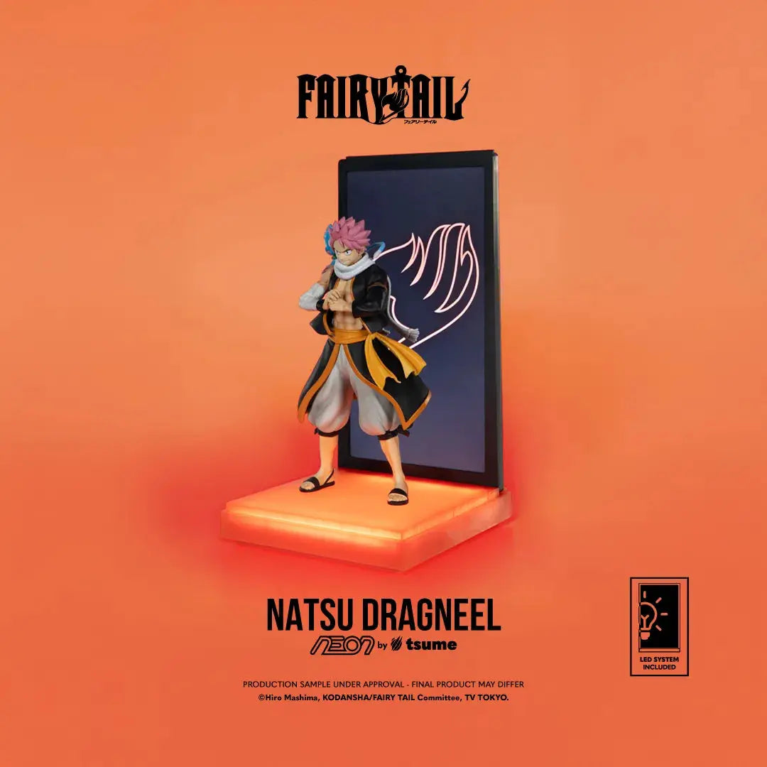 TSUME Natsu Dragneel Neon Figure, 25cm action figure from Fairy Tail with orange illuminated base