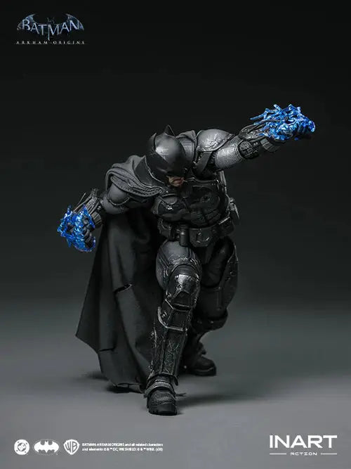 Batman Arkham Origins Battle Damaged 1/12 action figure with blue energy fists by INART
