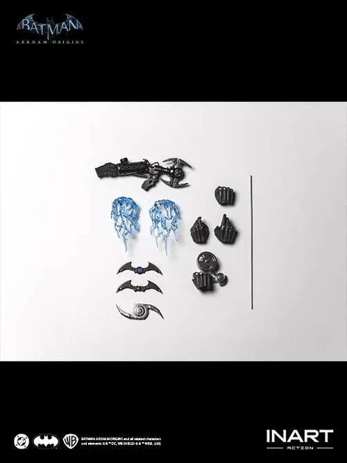 INART Batman Arkham Origins Battle Damaged Ver 1/12 action figure with blue translucent accessories