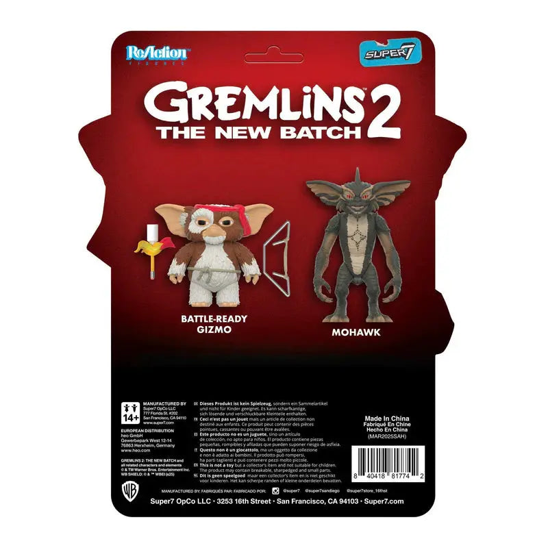 Figura ReAction Gremlins 2 con Gizmo y Mohawk, 23 cm, 2 figuras, de SUPER 7