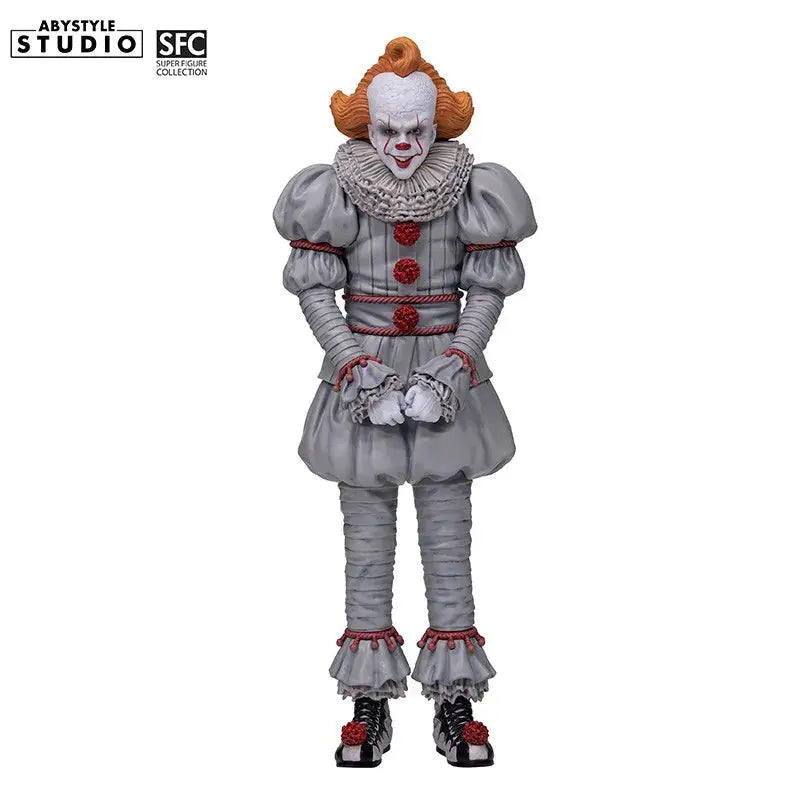 ABYSTYLE STUDIO Pennywise 1/10 Super Figure Collection statue in grey clown suit with red pom-poms.