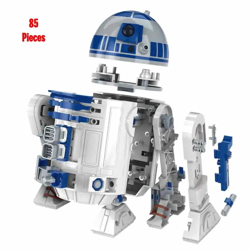 Star Wars R2-D2 interactive droid model, white and blue plastic, 85-piece set