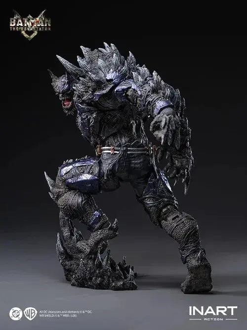 Dark Nights Metal Batman The Devastator 1/12 action figure by INART with dark, jagged rocky armor