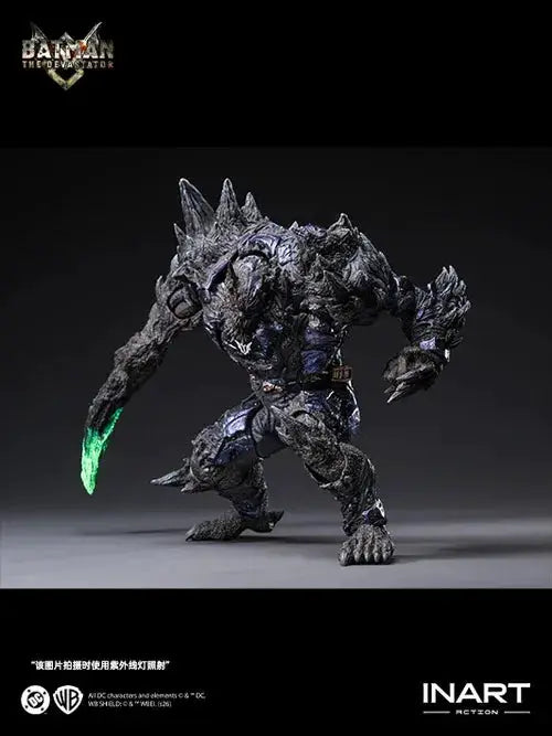 Dark Nights Metal Batman The Devastator 1/12 action figure, INART, rocky armored figure with a glowing green blade