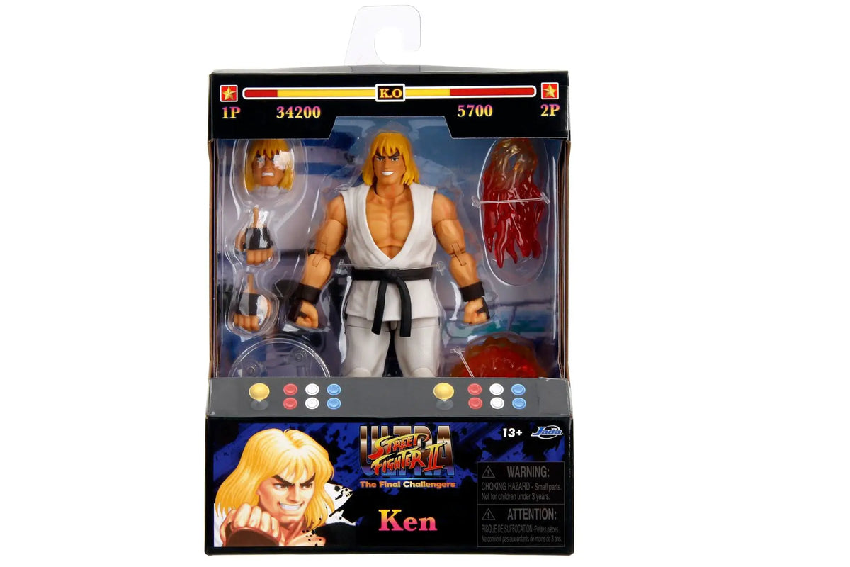 Ken Masters action figure in white gi from Ultra Street Fighter II: The Final Challengers (1/12) by Jada Toys