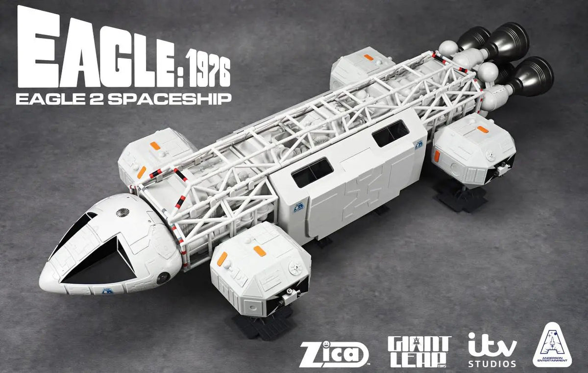 Space 1999 Eagle 1976 Retro Standard Playset by ZICA TOYS, white lattice spaceship.