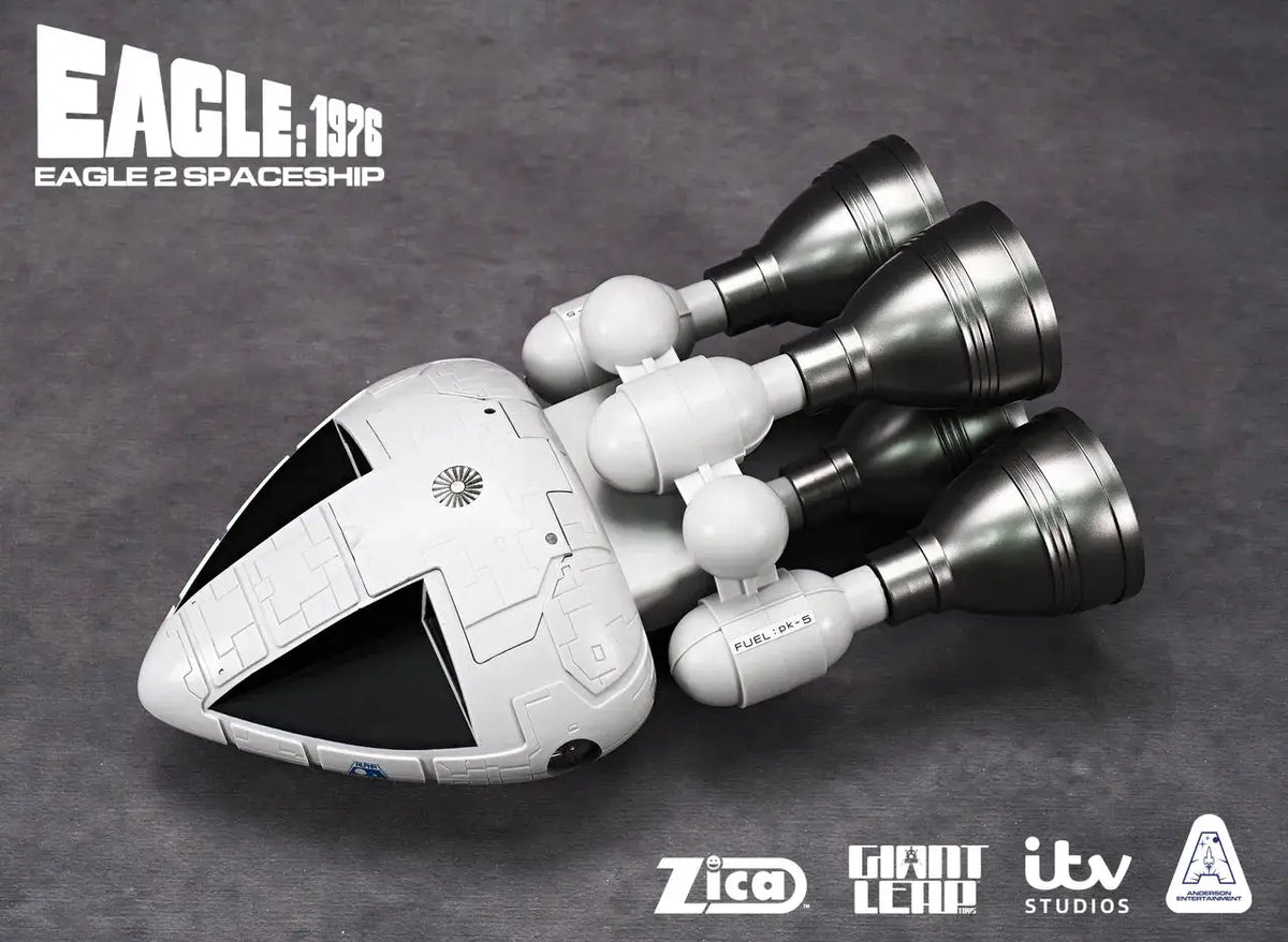 Space 1999 Eagle 2 spaceship playset by ZICA TOYS, white hull with dark gray engine boosters