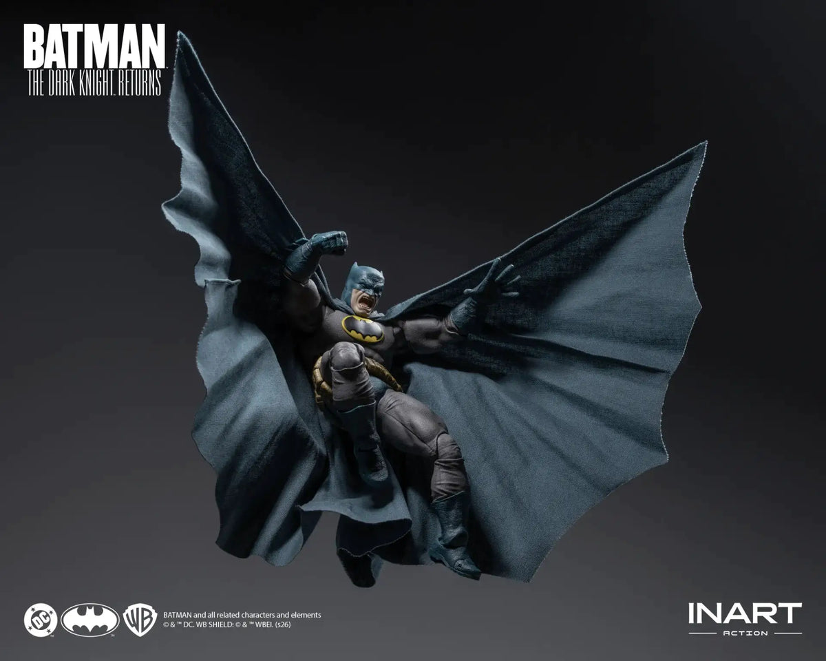Batman The Dark Knight Returns Blue Suit 1/12 Action Figure by INART with dramatic cape