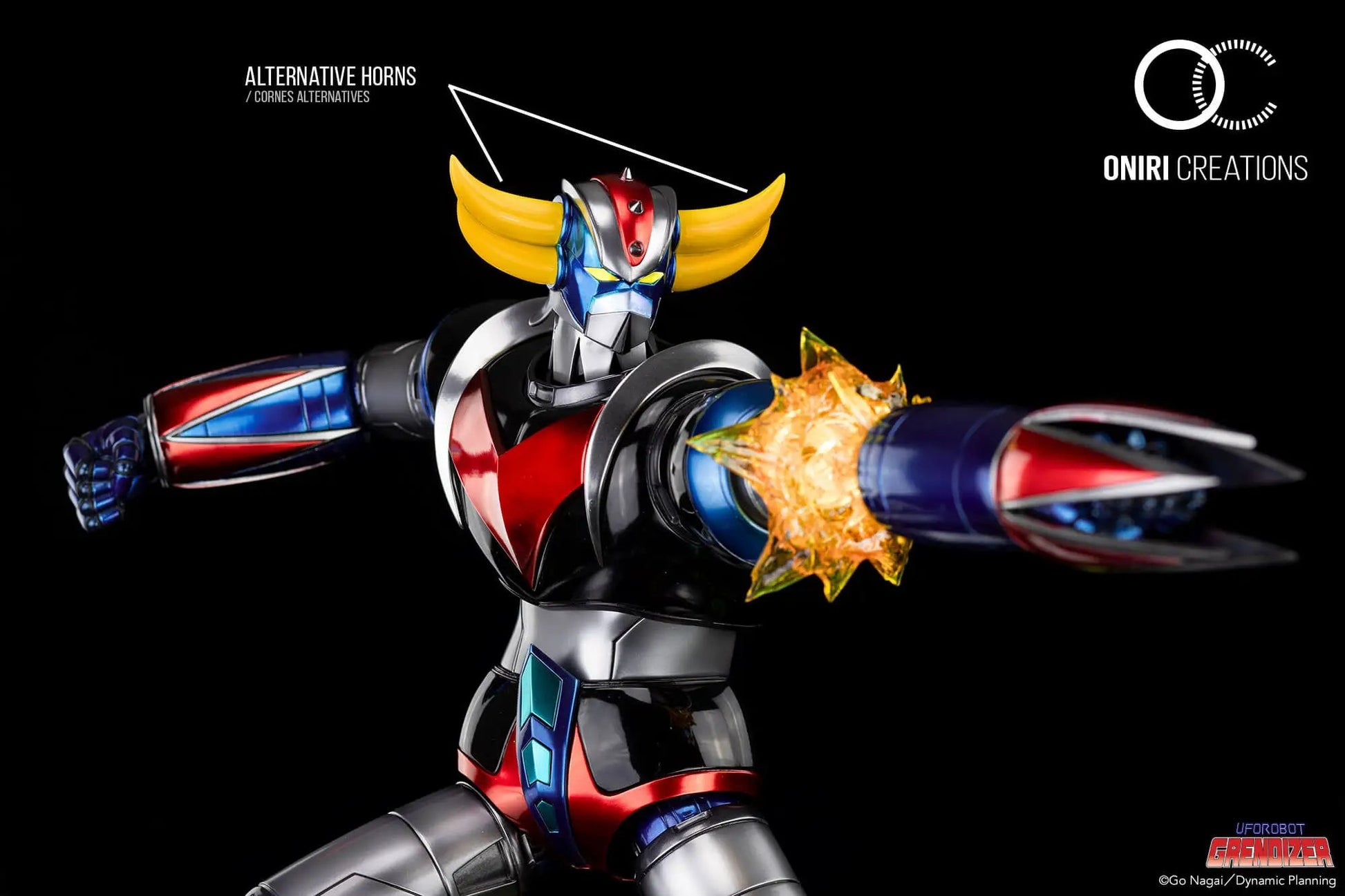UFO Robot Grendizer Premium Statue by ONIRI CREATIONS, metallic armor with yellow horns