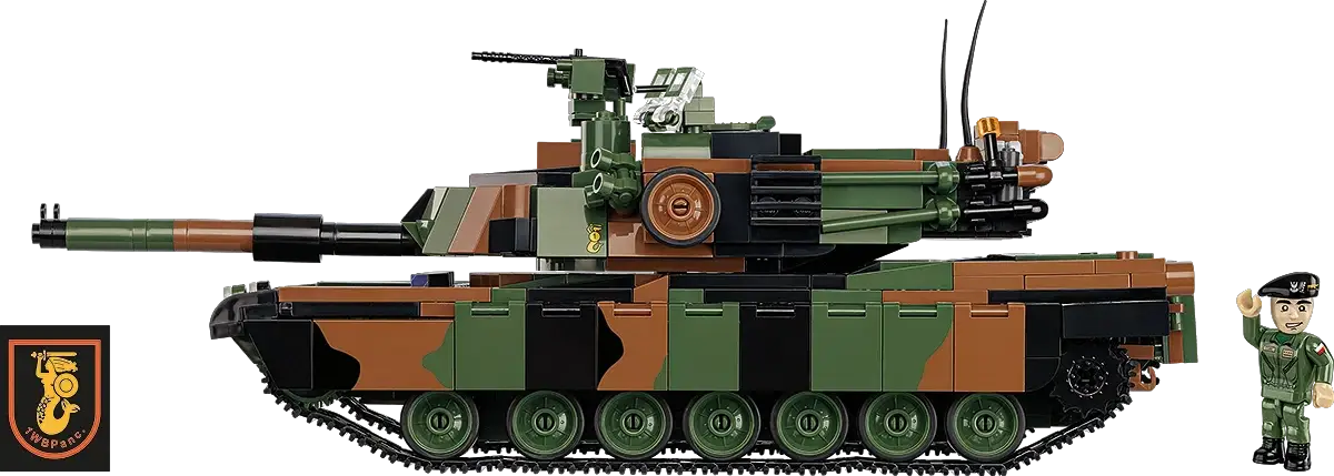 M1A2 SEPv3 Abrams tank by COBI in camouflage with a soldier minifigure