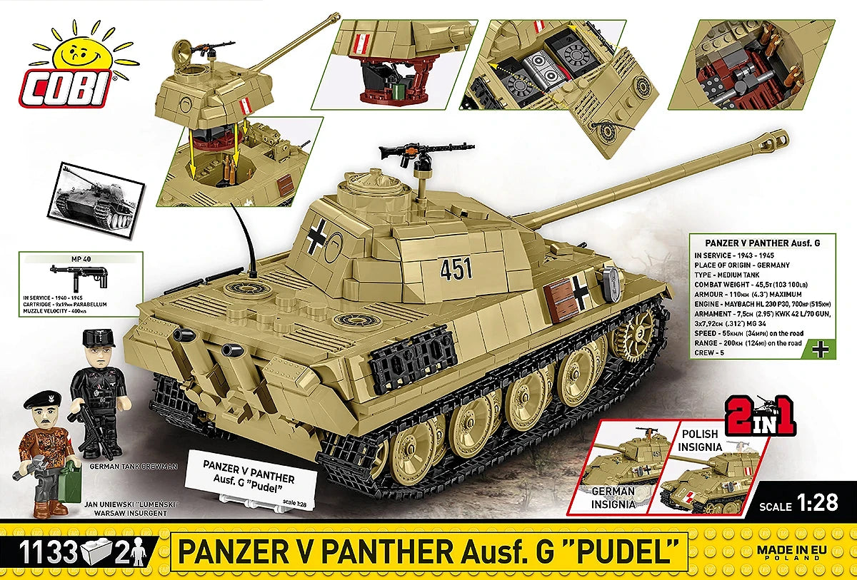 Tanque Panzer V Panther Ausf. G "Pudel" 1/28