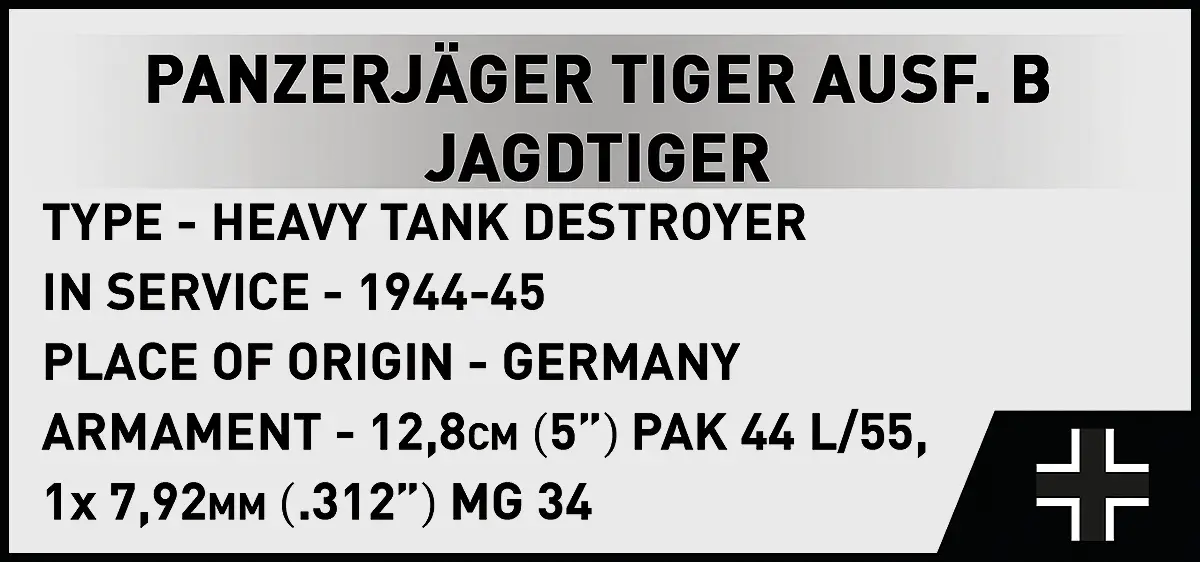 COBI Panzerjäger Tiger Ausf.B Jagdtiger, juguete de construcción con cañón 12,8 cm Pak 44 L/55 y MG 34